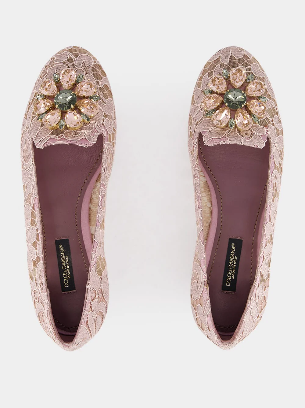 Pink Taormina Lace Slippers With Crystal Detail - Image 4