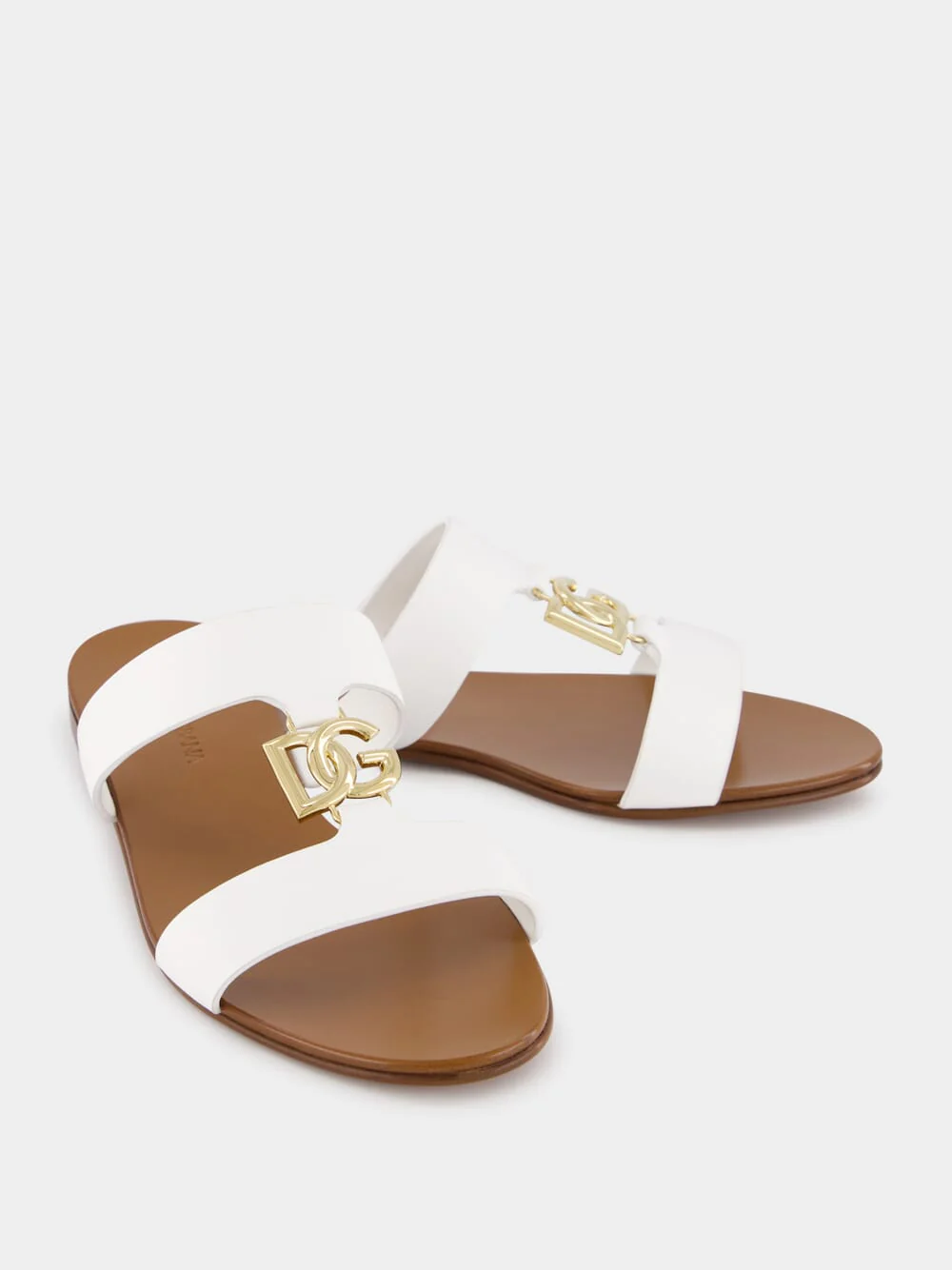 DG Logo White Calfskin Sliders - Image 7
