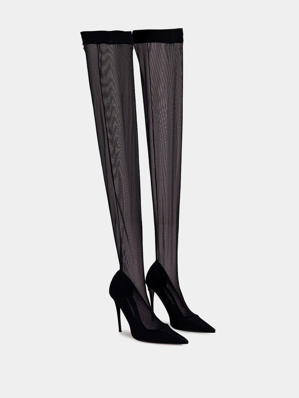 X KIM Stretch Tulle Thigh-High Boots - Image 3
