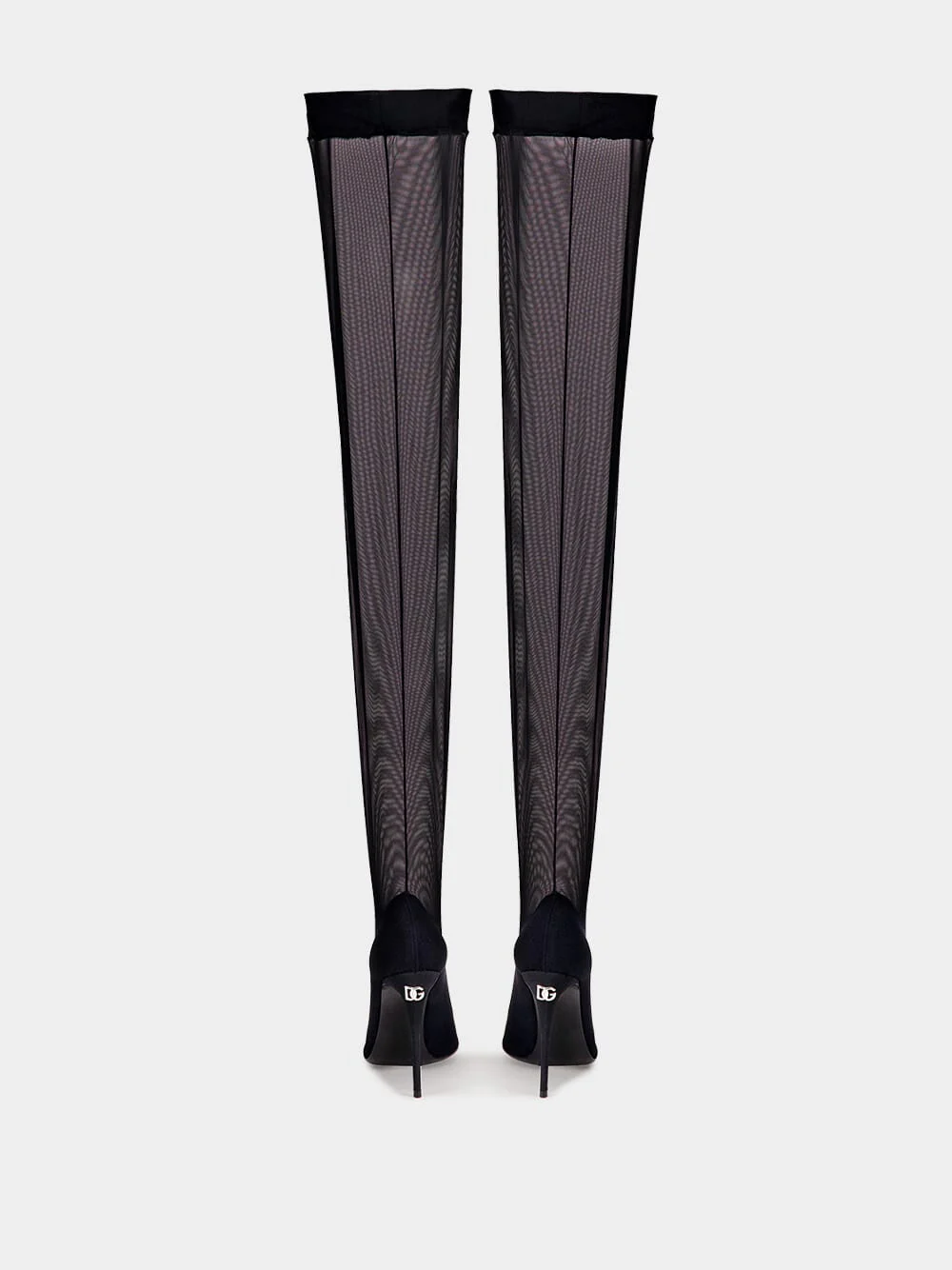 X KIM Stretch Tulle Thigh-High Boots - Image 4