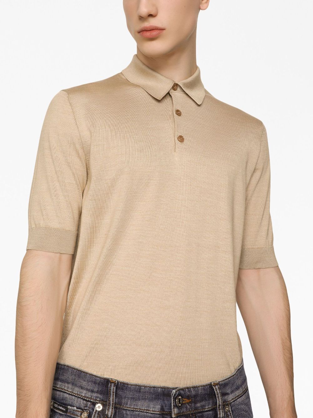 Short-Sleeve Silk Polo Shirt - Image 2