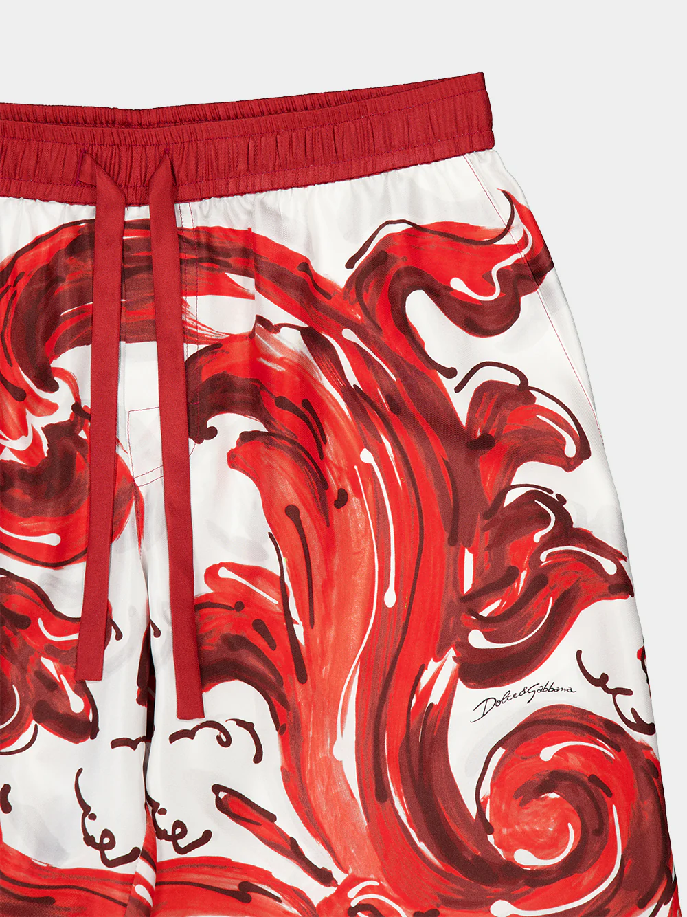 Red Majolica-Print Silk Vanity Bermuda Shorts - Image 3