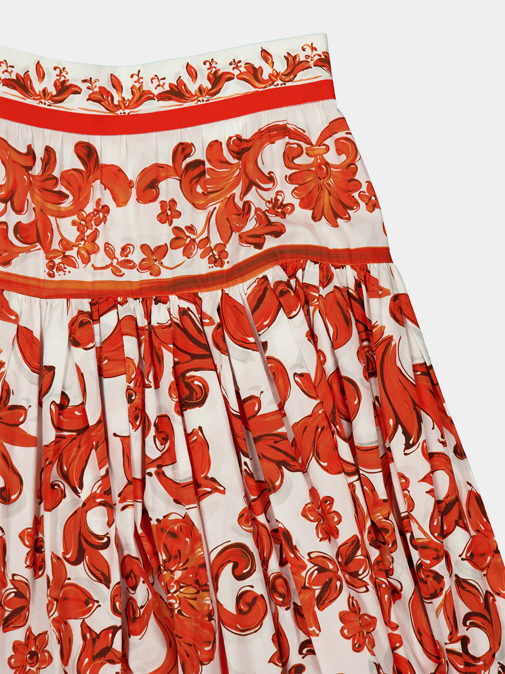 Orange Majolica Print Cotton Maxi Skirt - Image 5