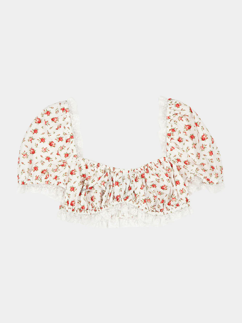 Small Rose Print Poplin Crop Top - Image 5