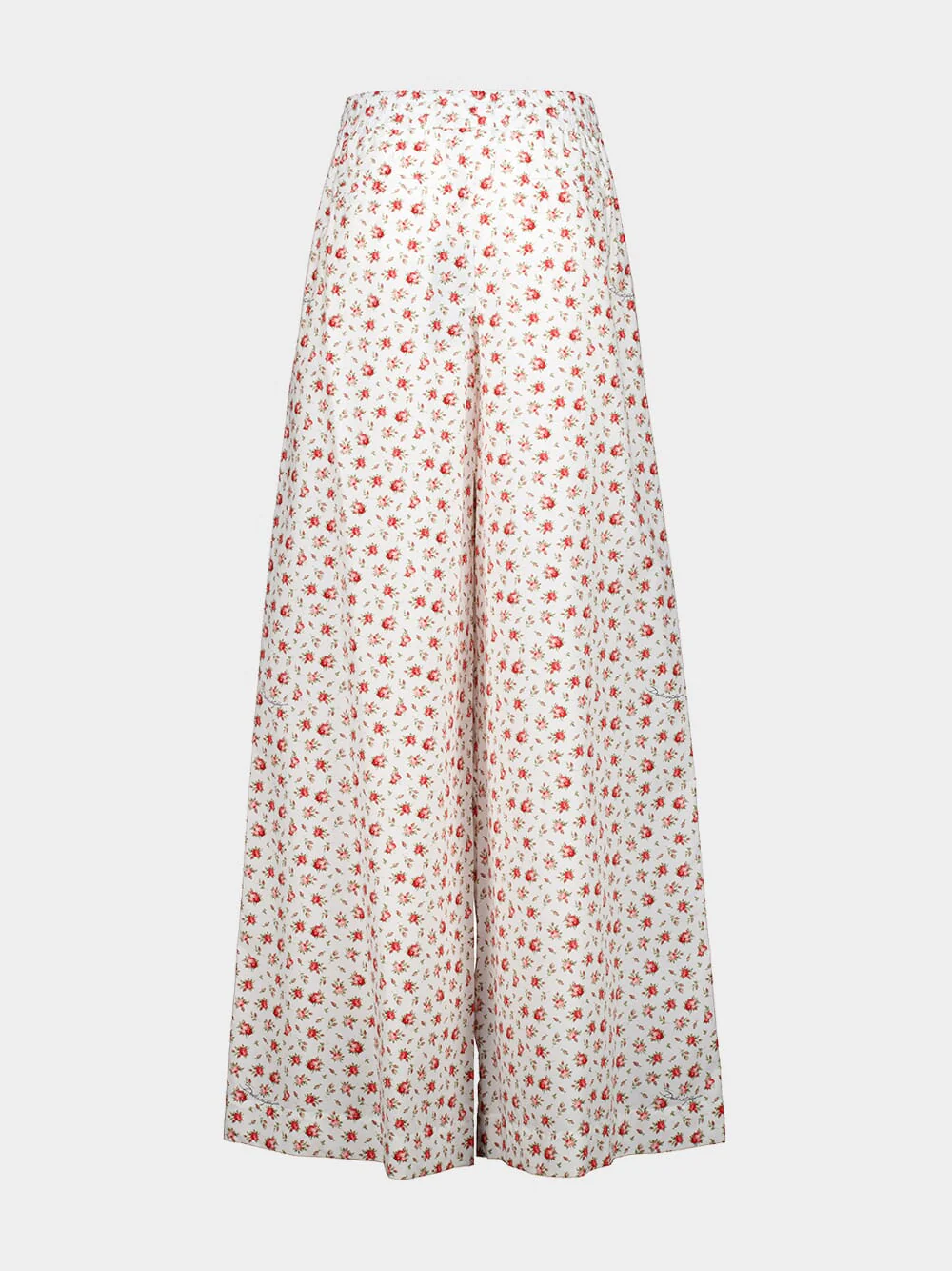 Small Rose-Print Poplin Wide-Leg Trousers - Image 3