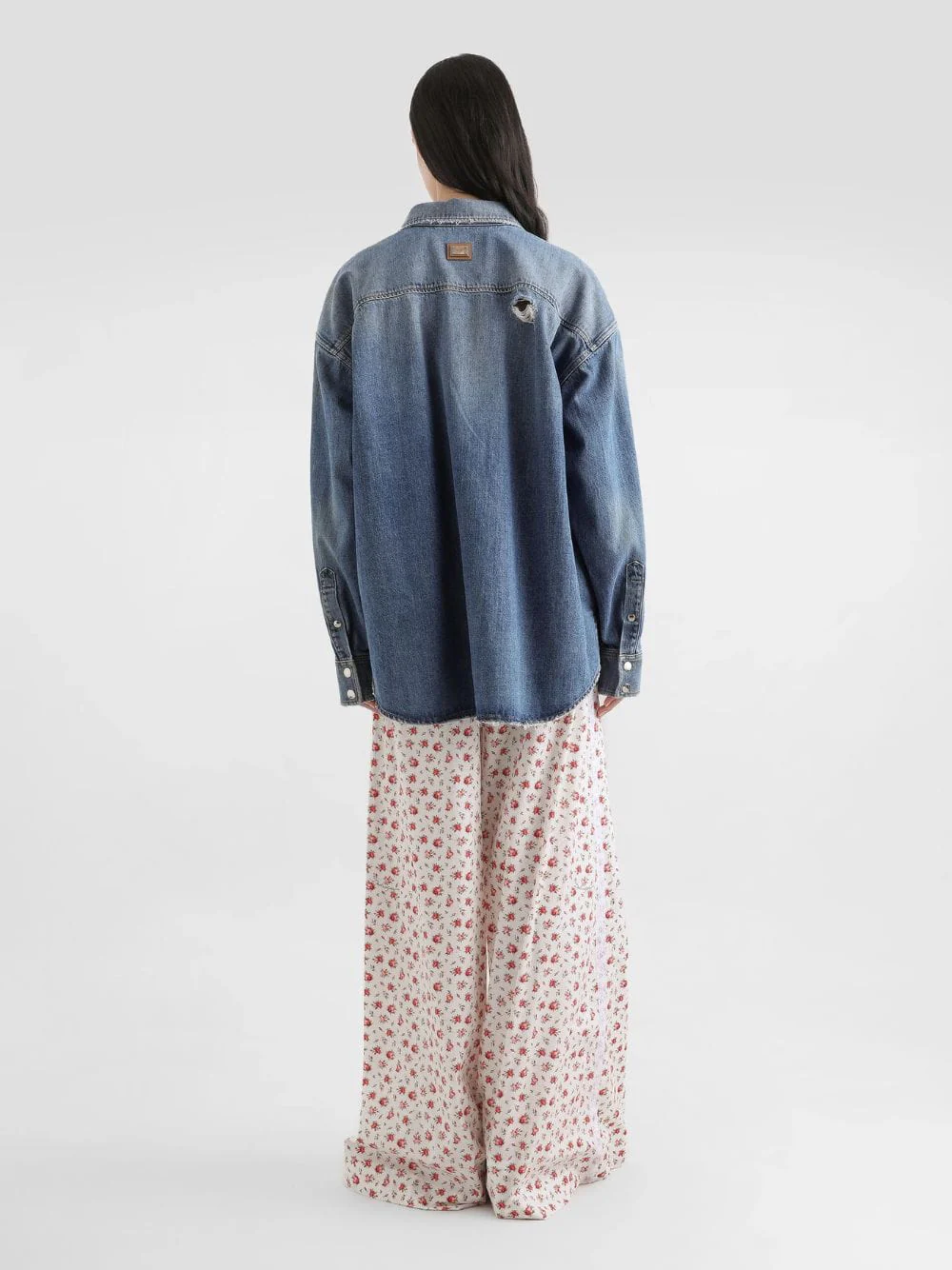 Small Rose-Print Poplin Wide-Leg Trousers - Image 4