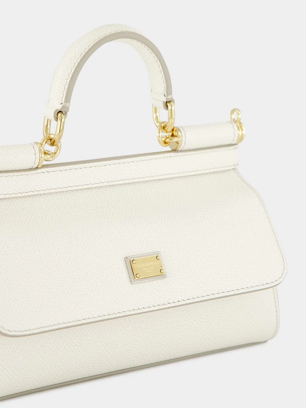 Small Sicily White Calfskin Bag - Image 8