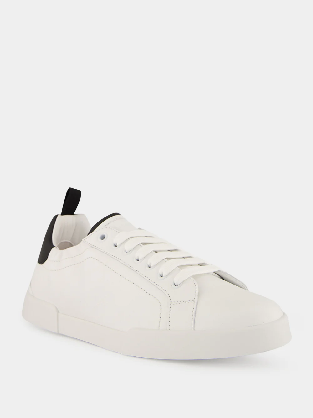 White and Black Portofino Calfskin Sneakers - Image 2
