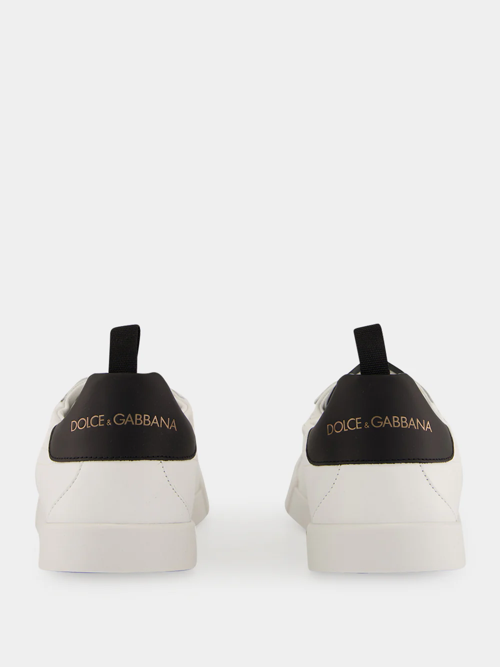 White and Black Portofino Calfskin Sneakers - Image 5