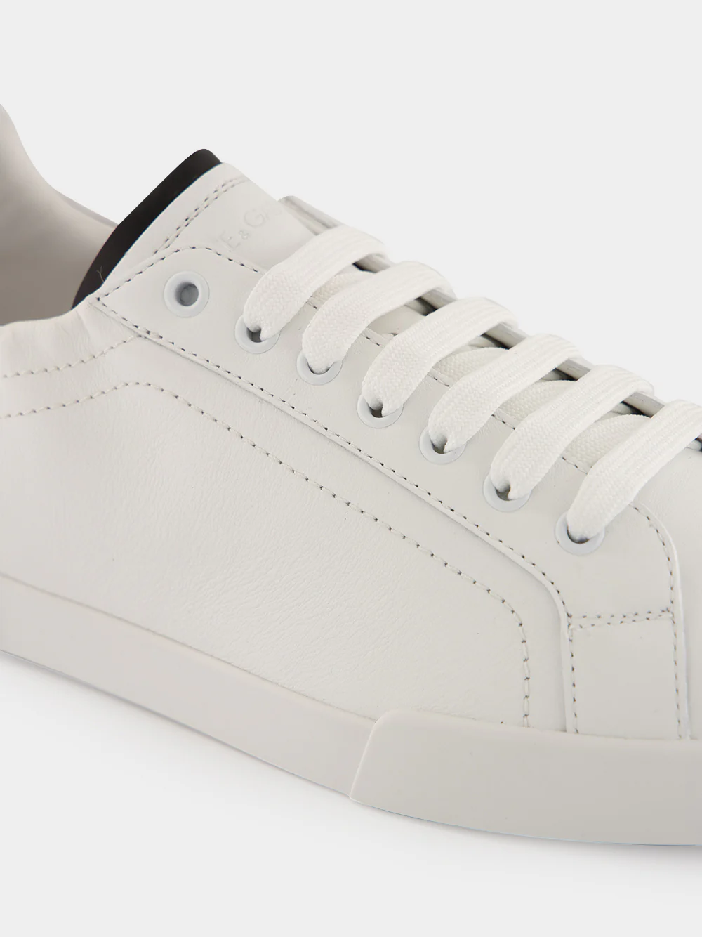 White and Black Portofino Calfskin Sneakers - Image 7