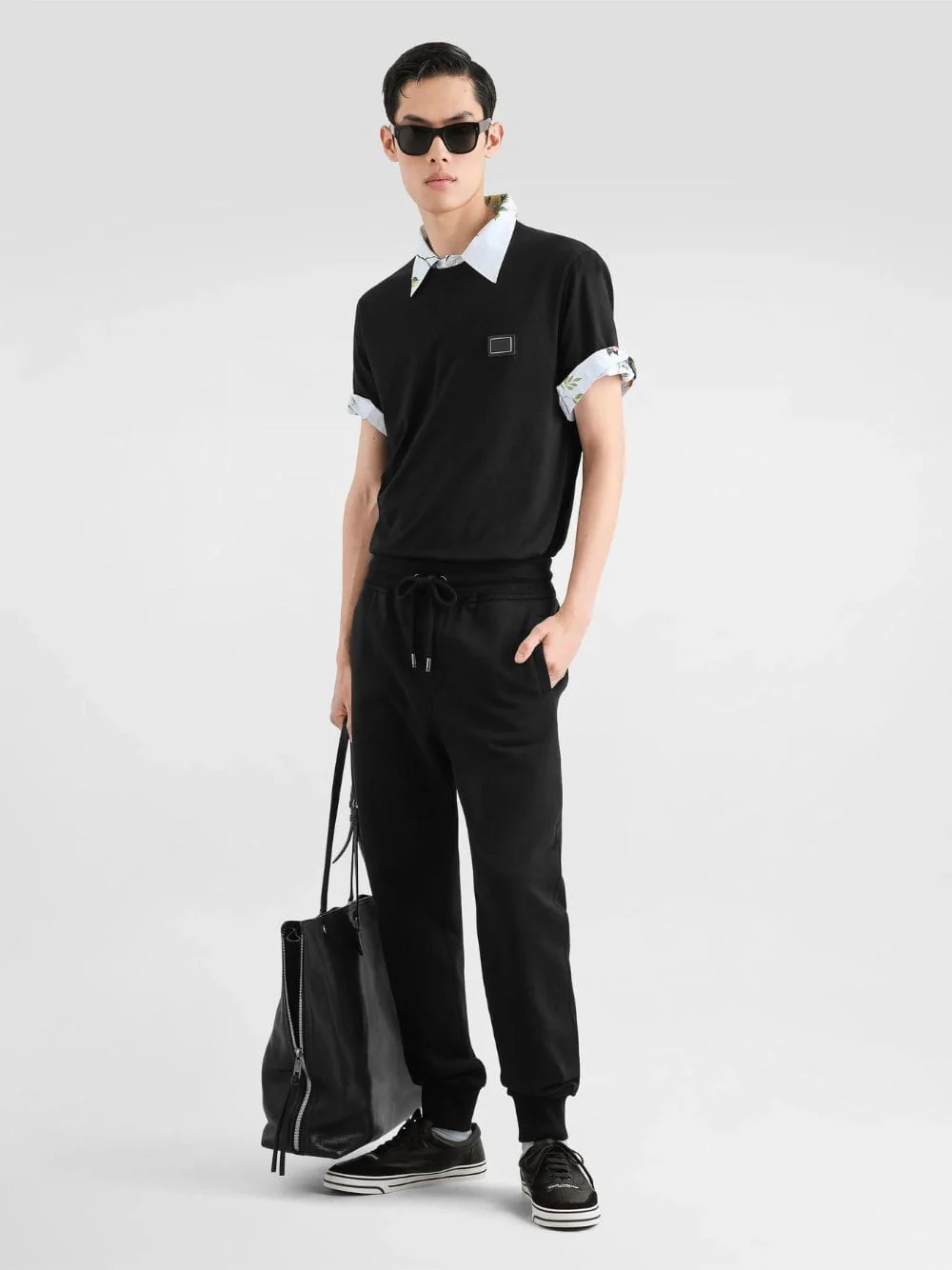 Black Cotton Logo Plate T-Shirt - Image 2