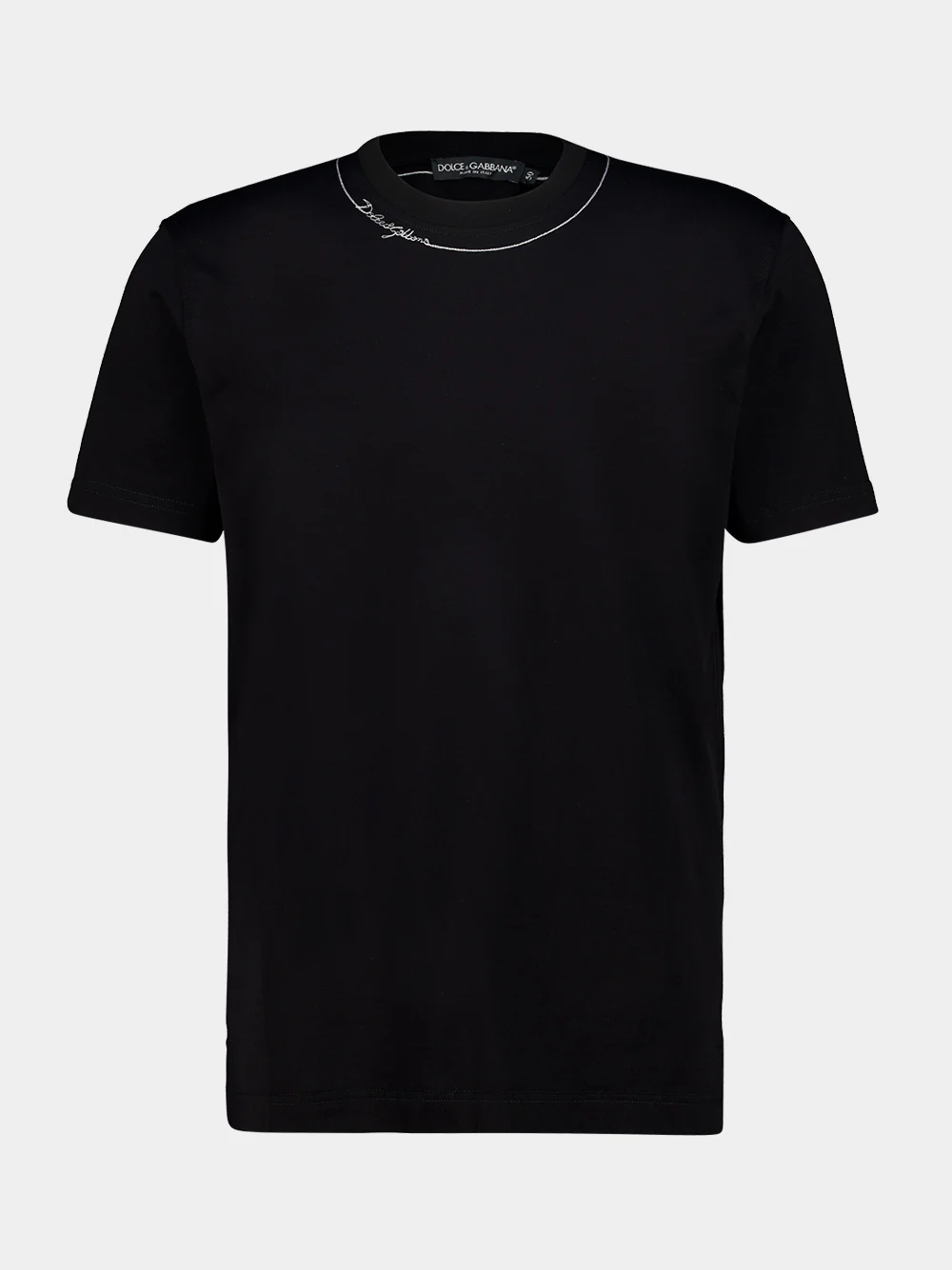 Black Cotton Embroidered T-Shirt - Image 2