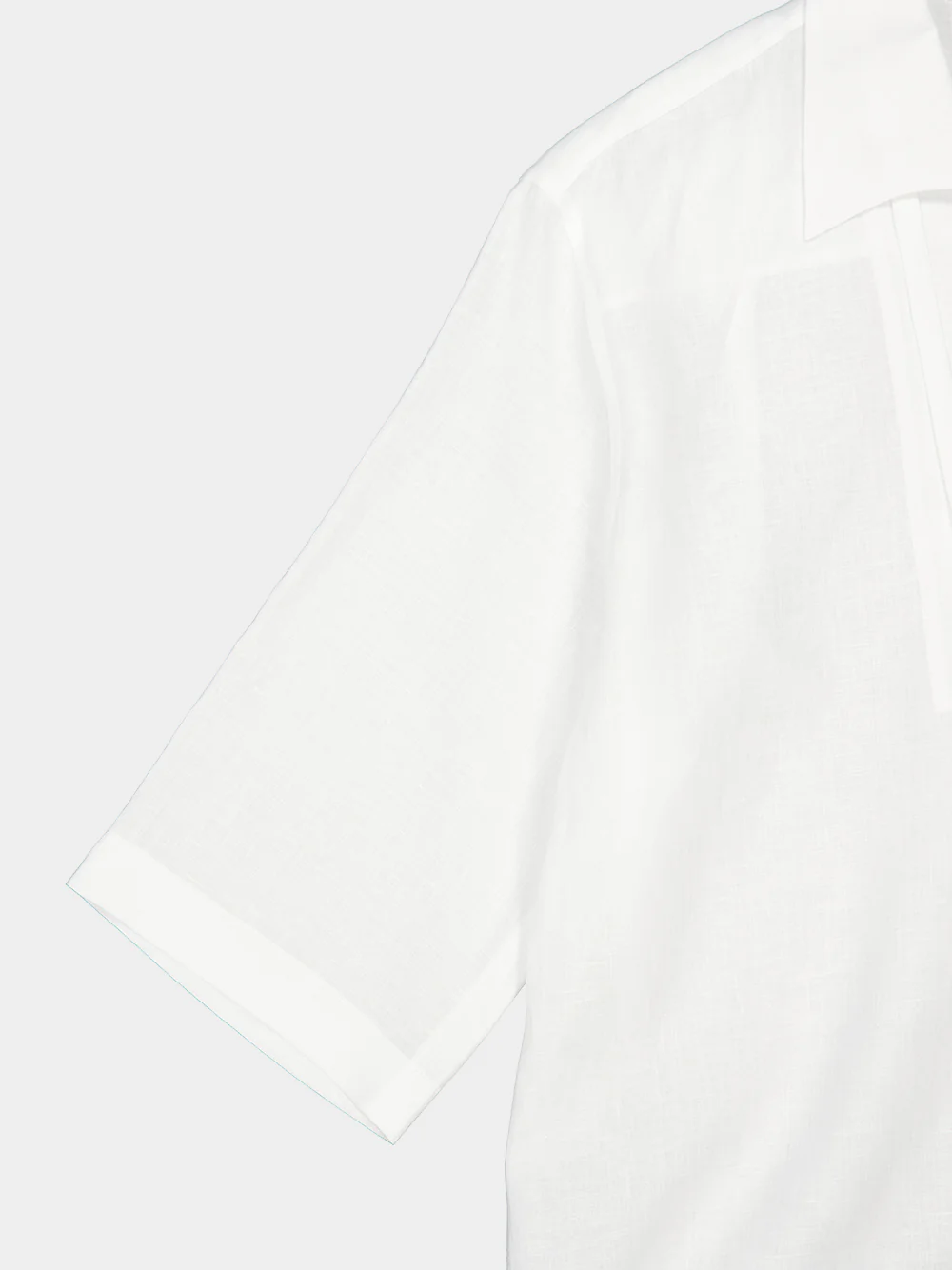 White Linen Short-Sleeve Shirt - Image 4