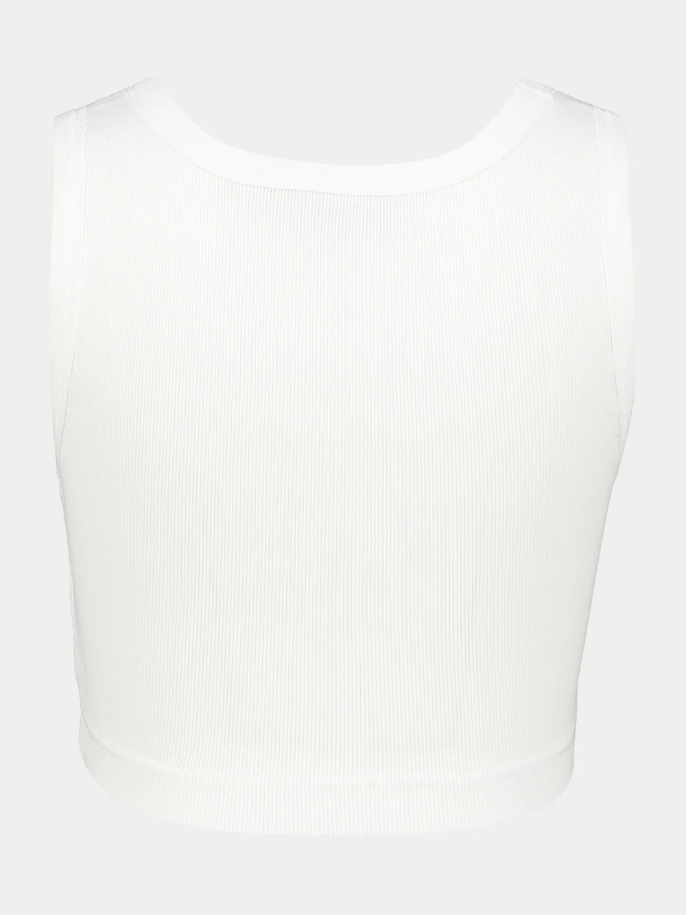 White Cotton Cropped Logo Tank Top - Image 2
