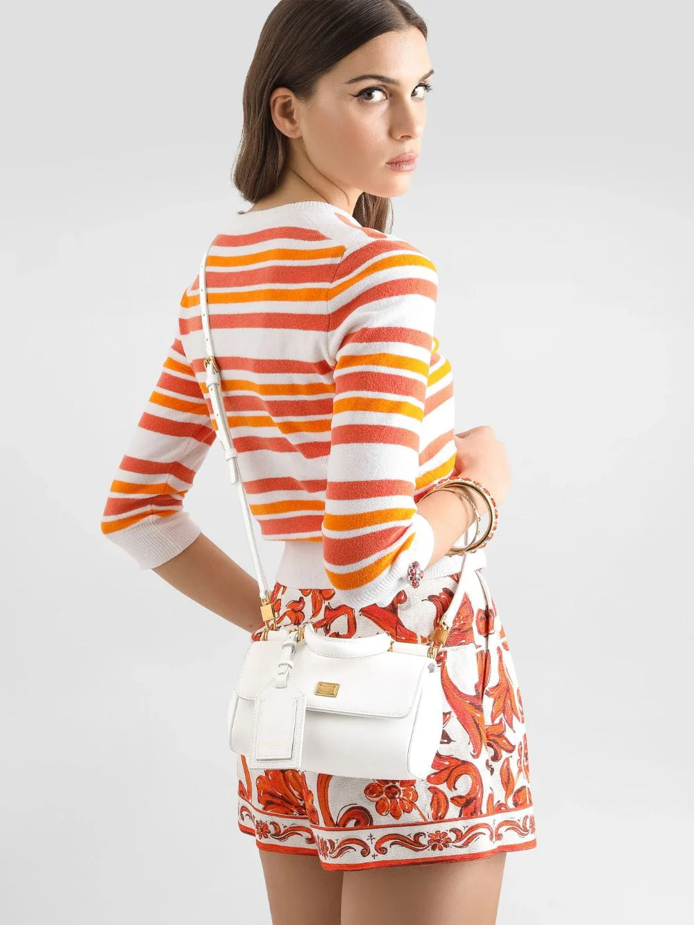 White Mini My Sicily Calfskin Handbag