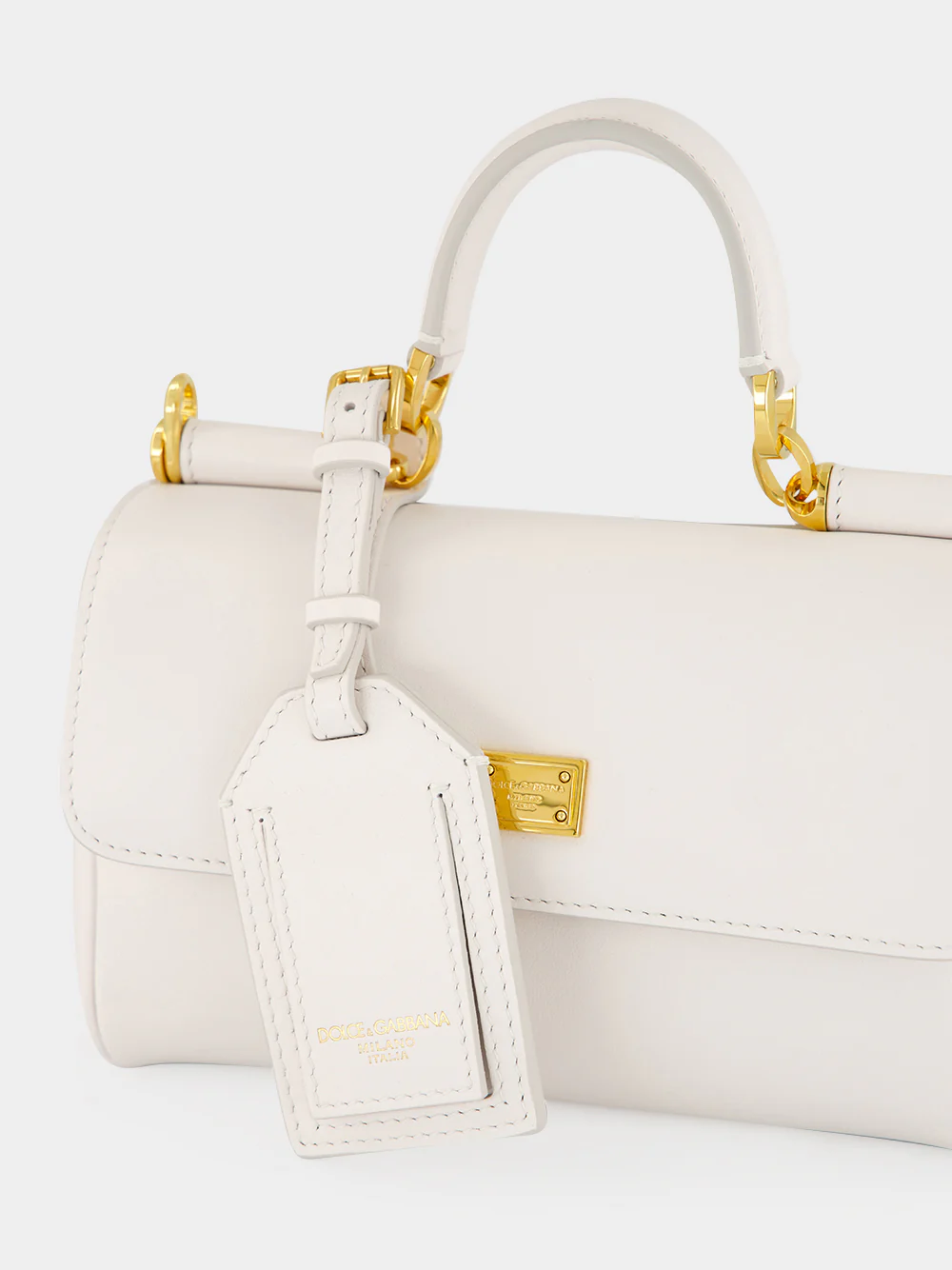 White Mini My Sicily Calfskin Handbag - Image 8
