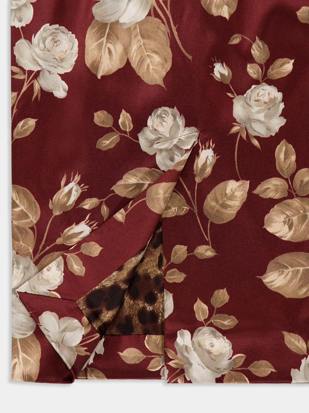 Vintage Rose-Print Satin Midi Dress - Image 6