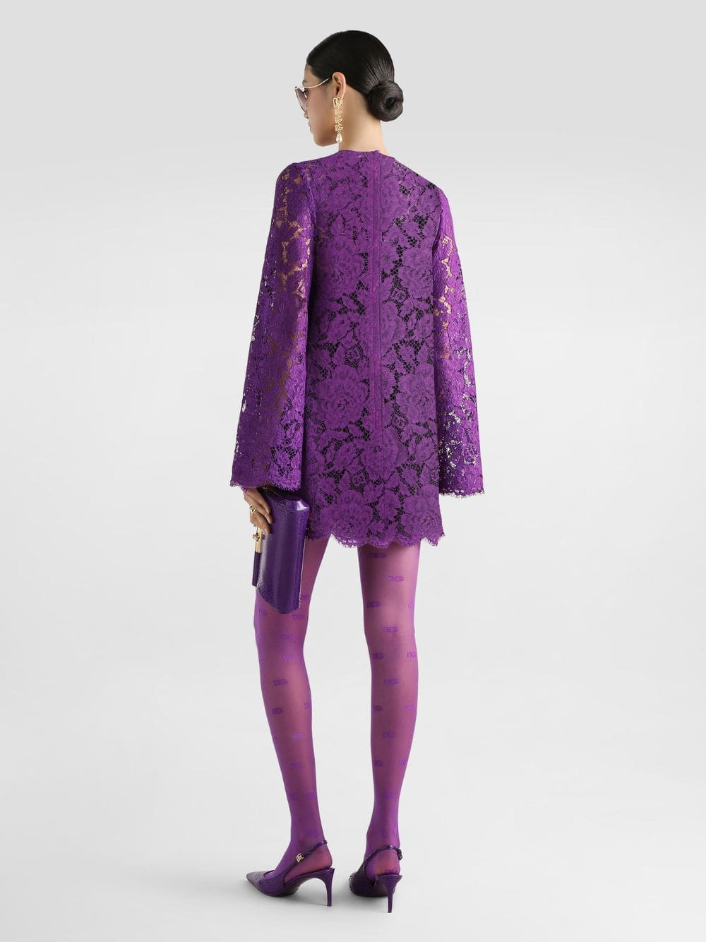 Violet Cordonetto Lace Short Dress - Image 3