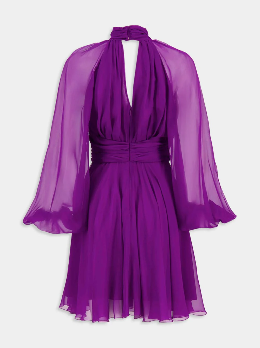 Violet Draped Silk Chiffon Mini Dress - Image 2