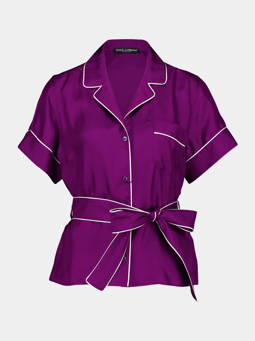 Violet Silk Belted Shirt