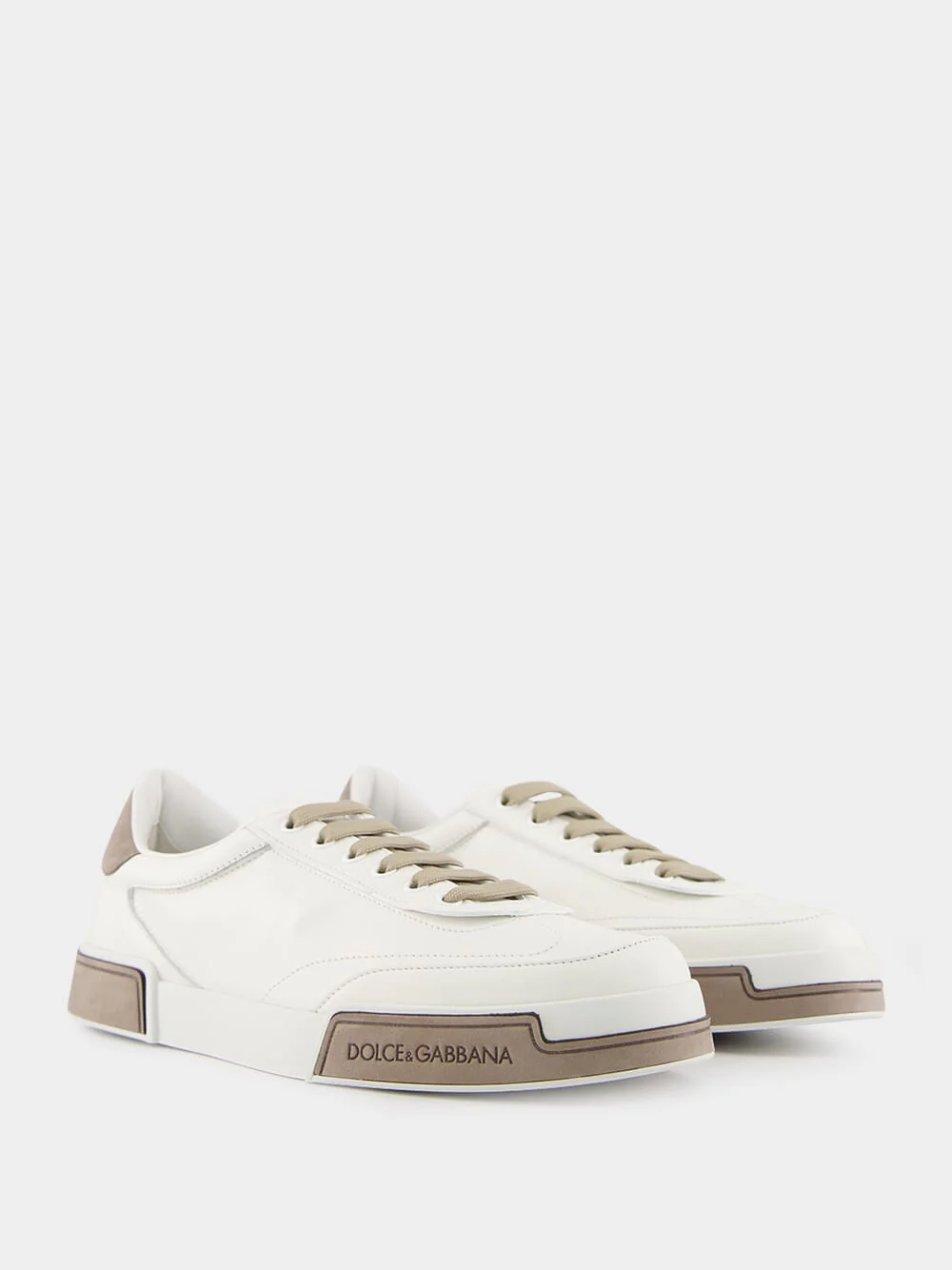 White and Brown Calfskin Portofino Yacht Sneakers - Image 3