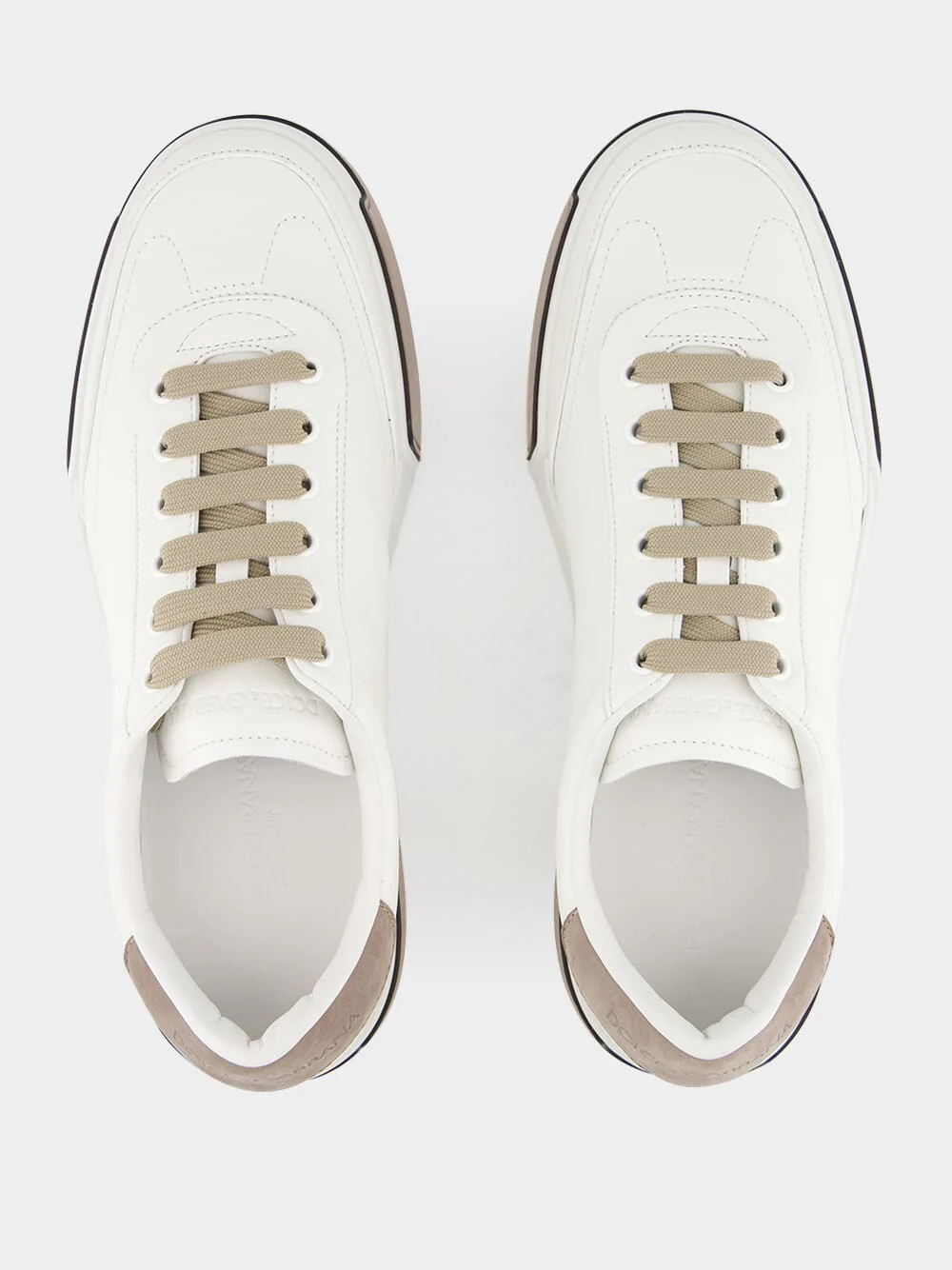 White and Brown Calfskin Portofino Yacht Sneakers - Image 4
