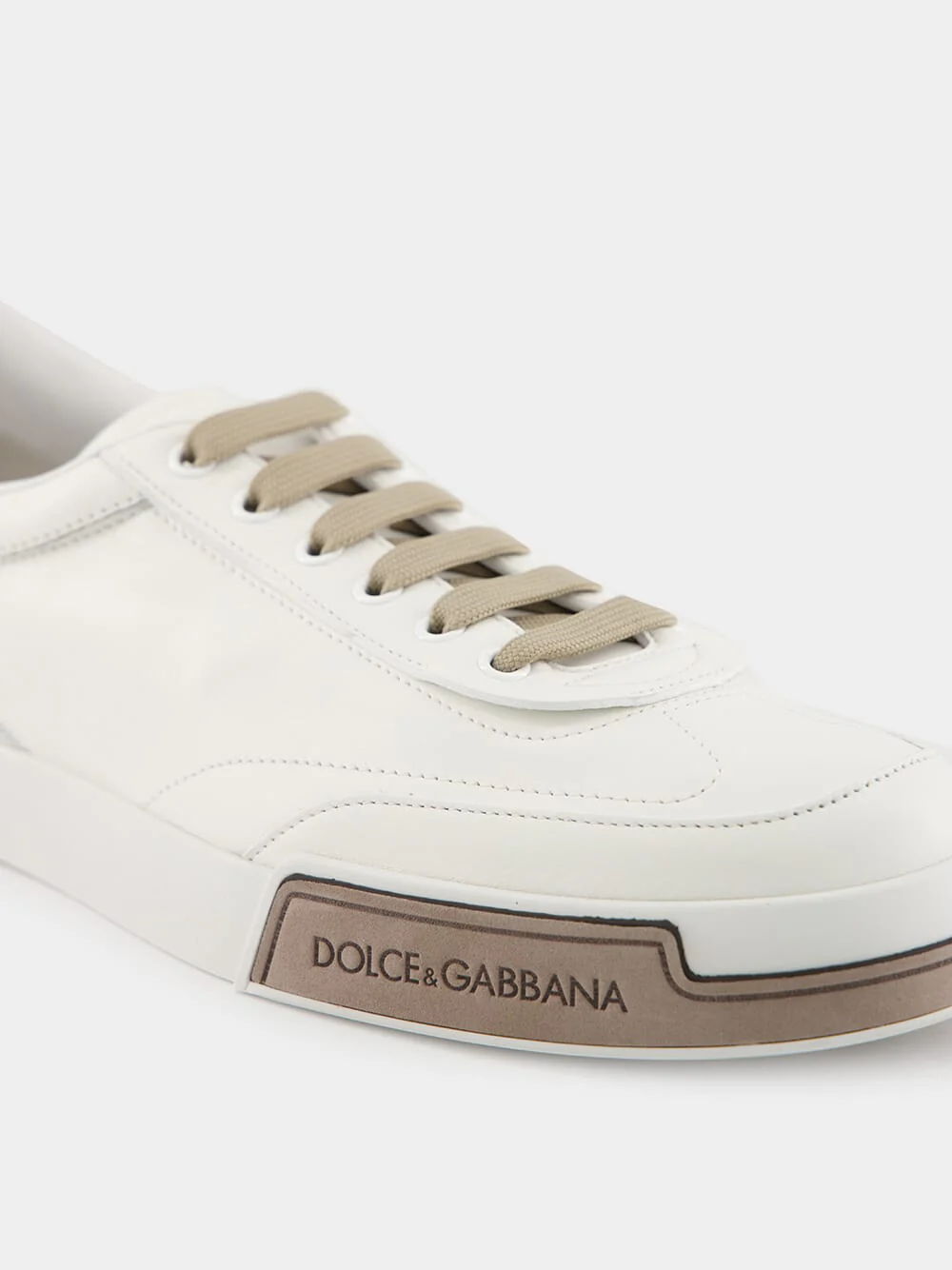 White and Brown Calfskin Portofino Yacht Sneakers - Image 6