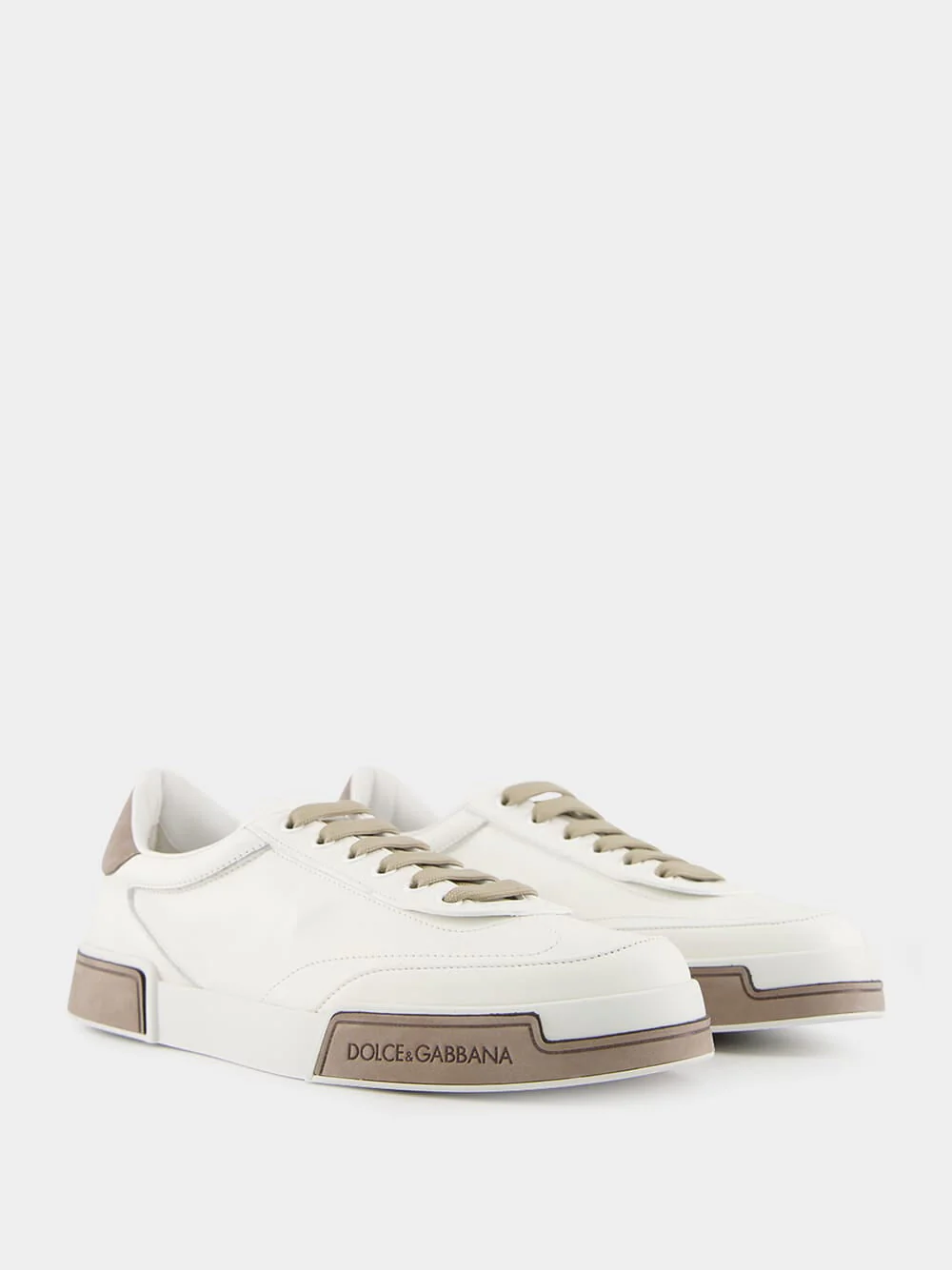 White and Brown Calfskin Portofino Yacht Sneakers - Image 9