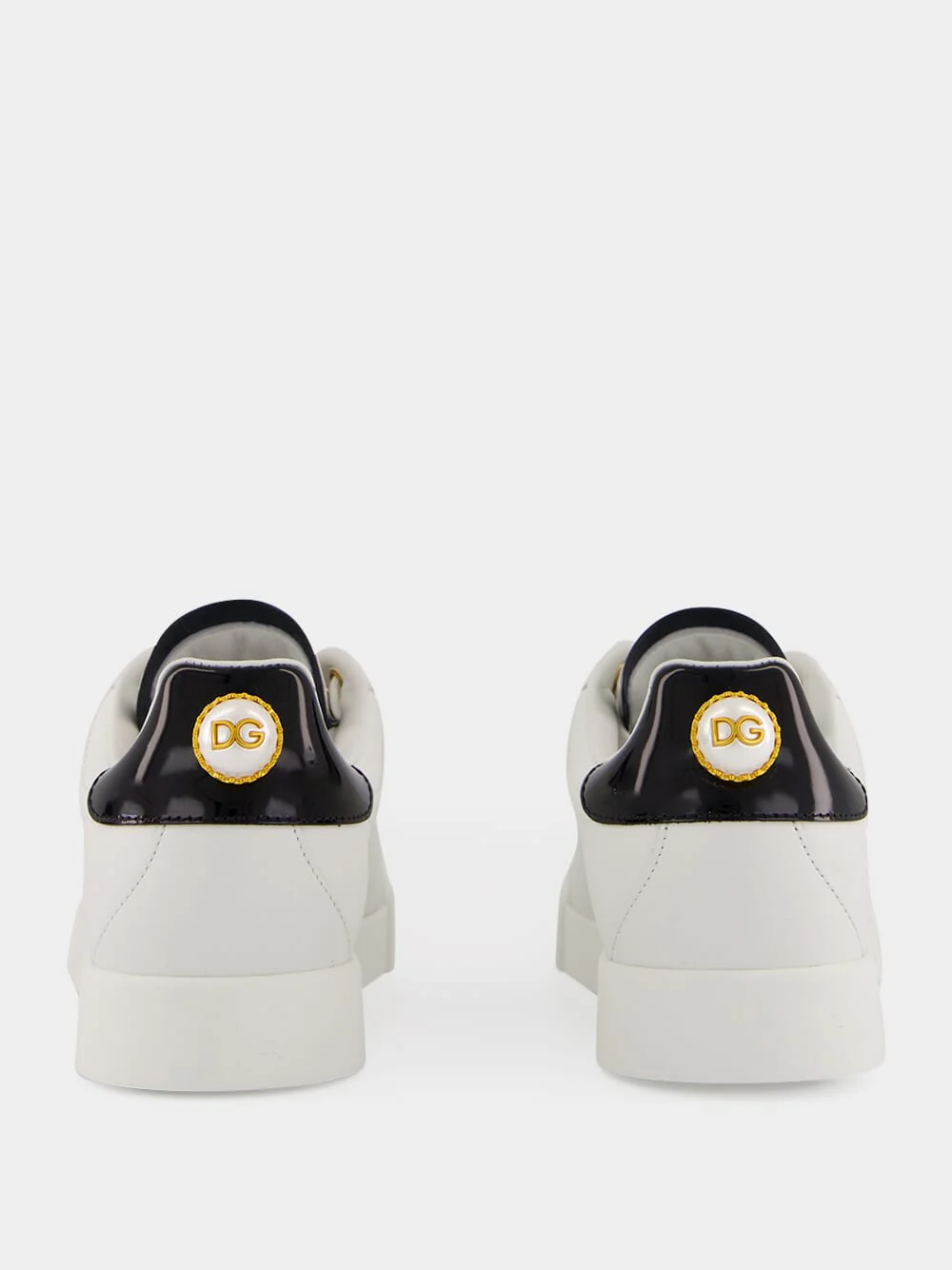 White and Gold Leather Low-Top Sneakers - Image 5