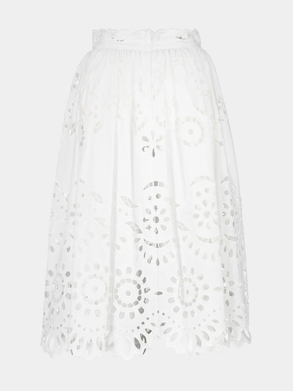 White Cotton Midi Circle Skirt - Image 2