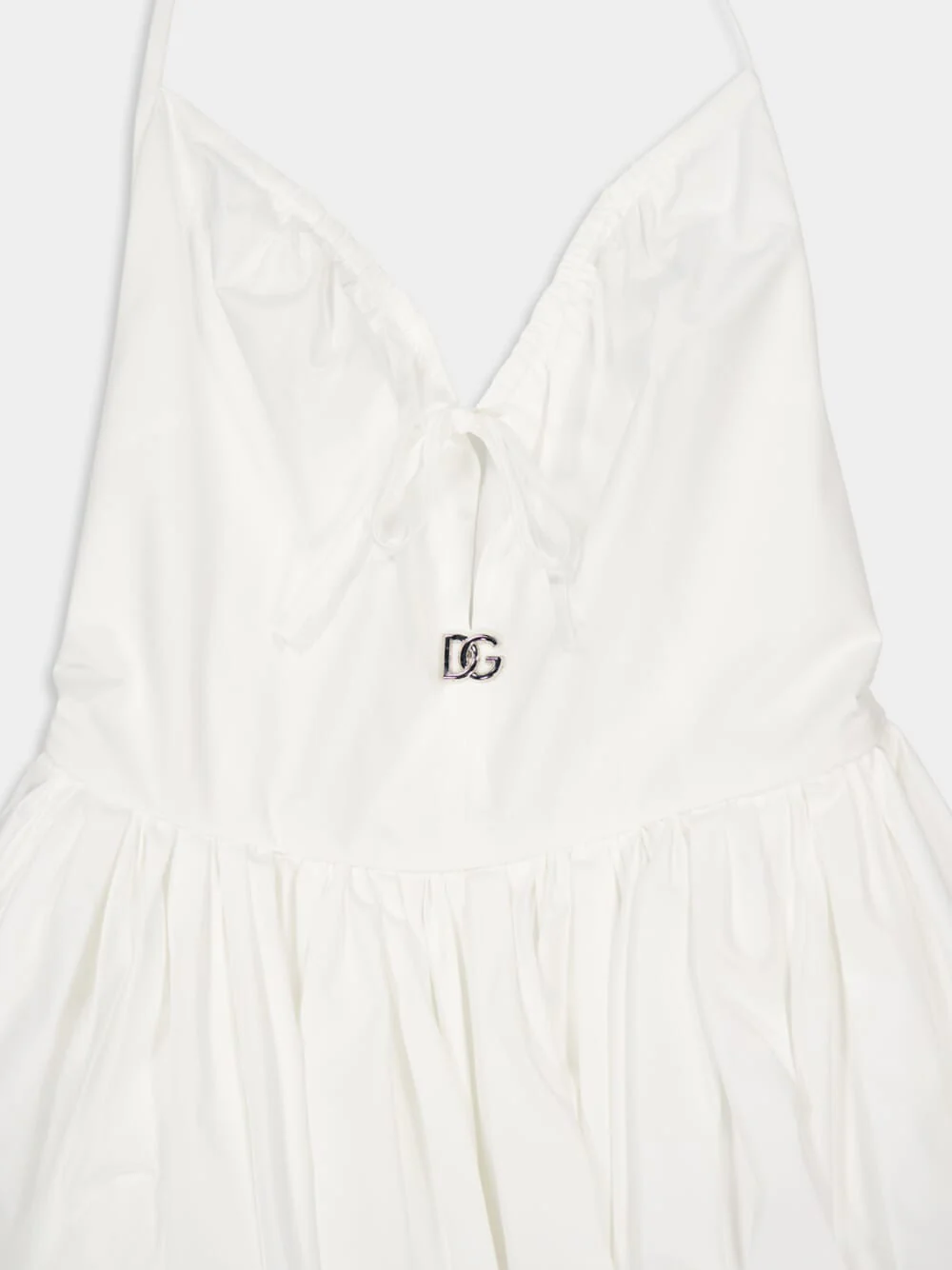 White Cotton Midi Halterneck Dress - Image 5