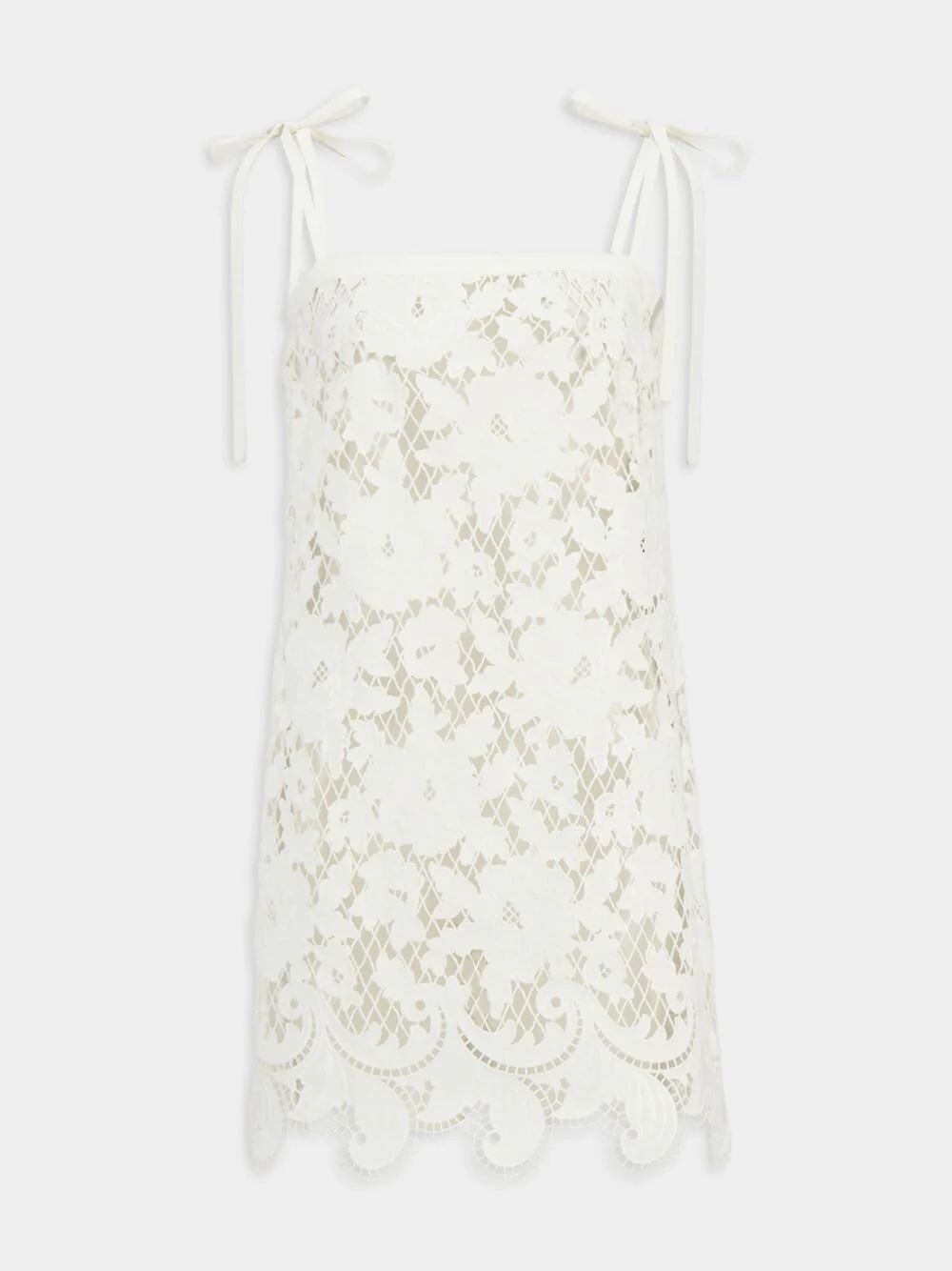 White Cotton Mini Dress with Embroidery - Image 2
