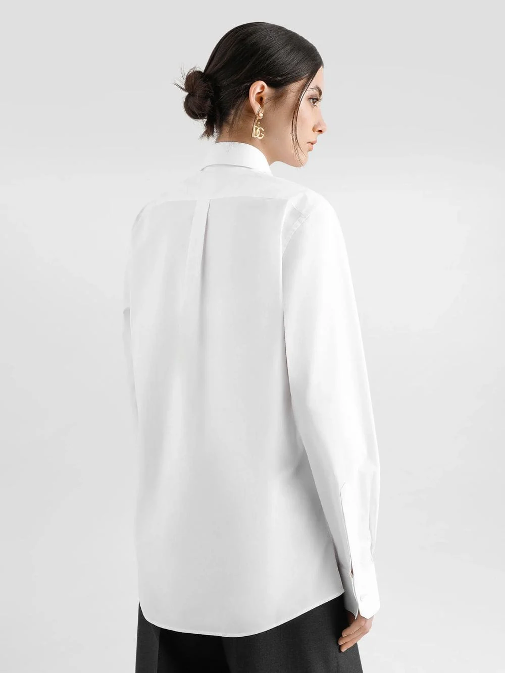 White Cotton Poplin Shirt with Lace Inlay - Image 4