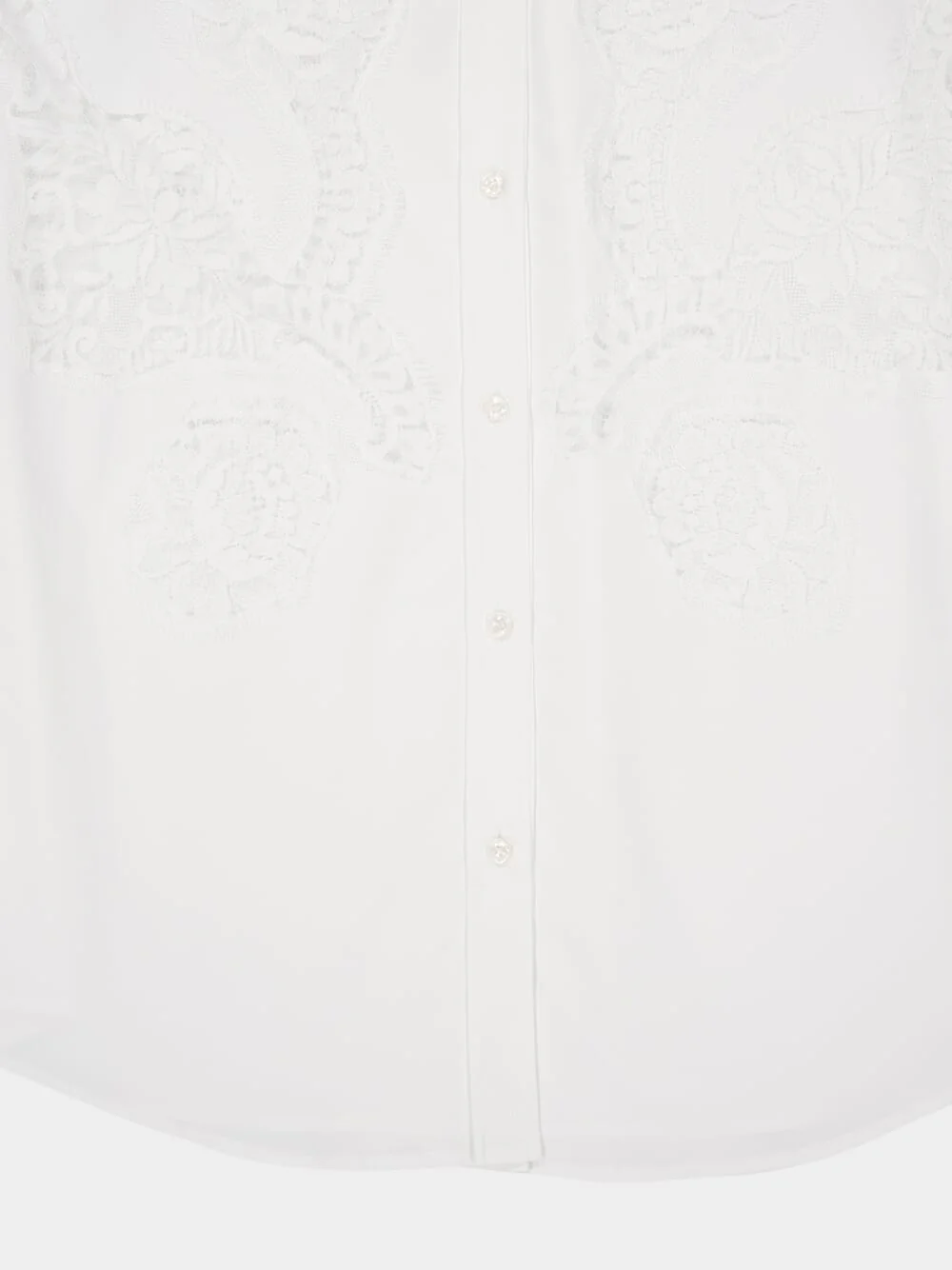 White Cotton Poplin Shirt with Lace Inlay - Image 5