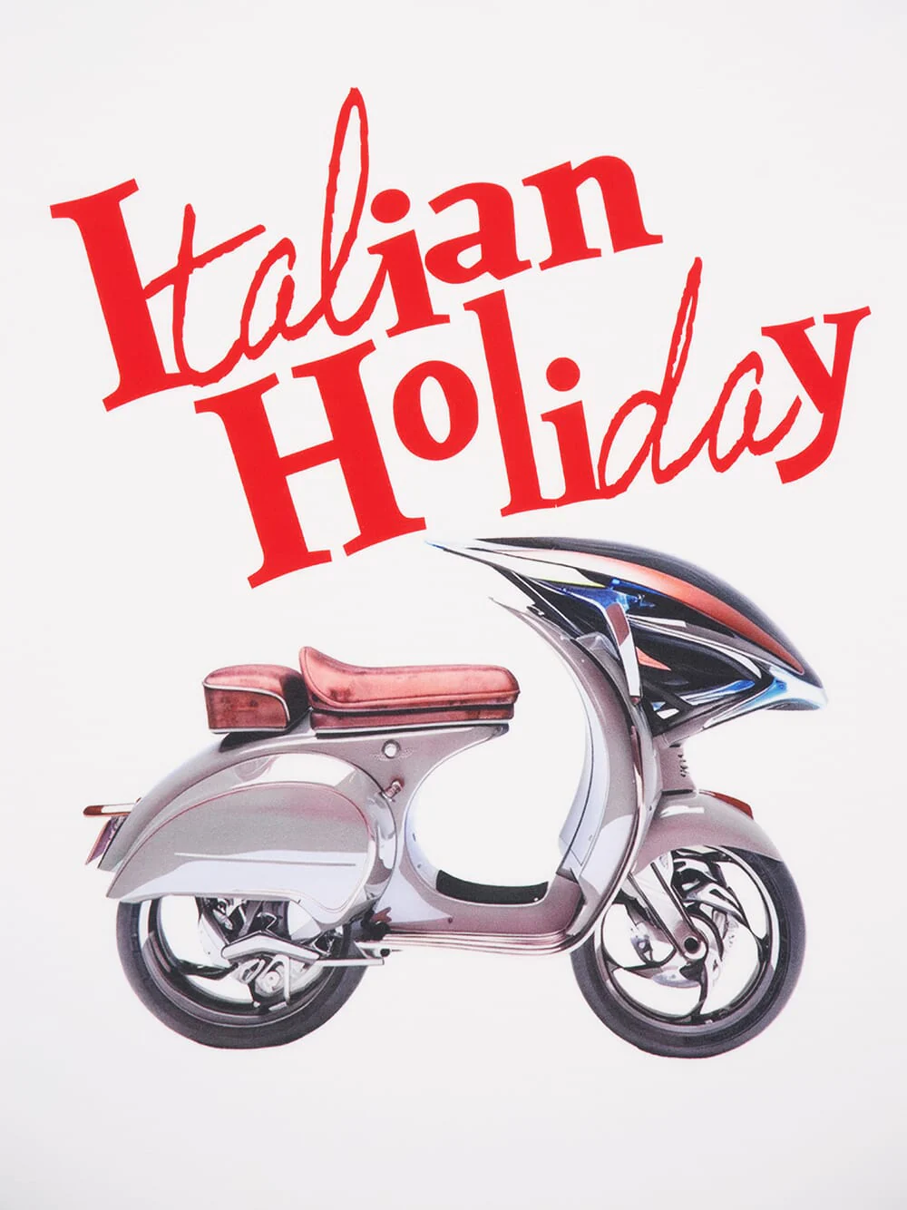 White Cotton Vespa Print T-shirt - Image 3