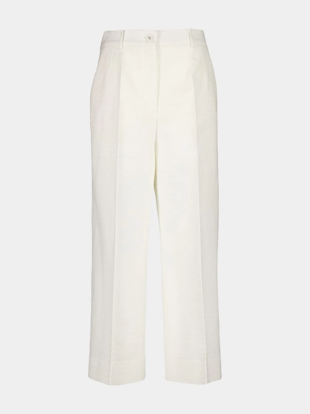 White Cotton Viscose Culotte Trousers