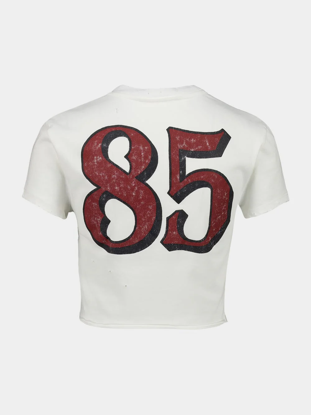 White Cropped Jersey T-Shirt with "Doll" Print - Image 2