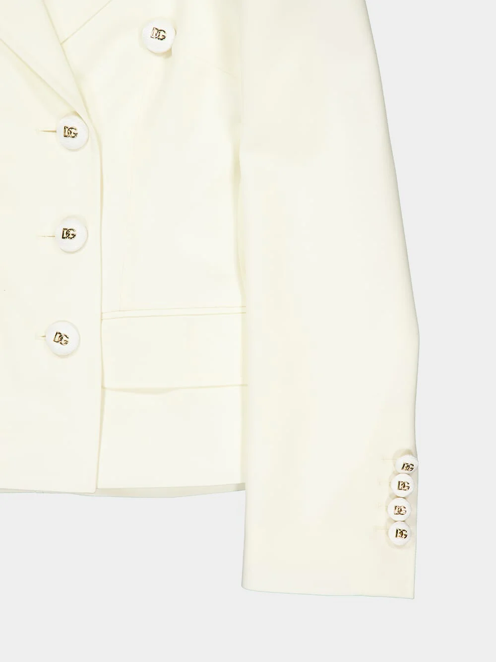 White Double-Breasted Twill Blazer - Image 6