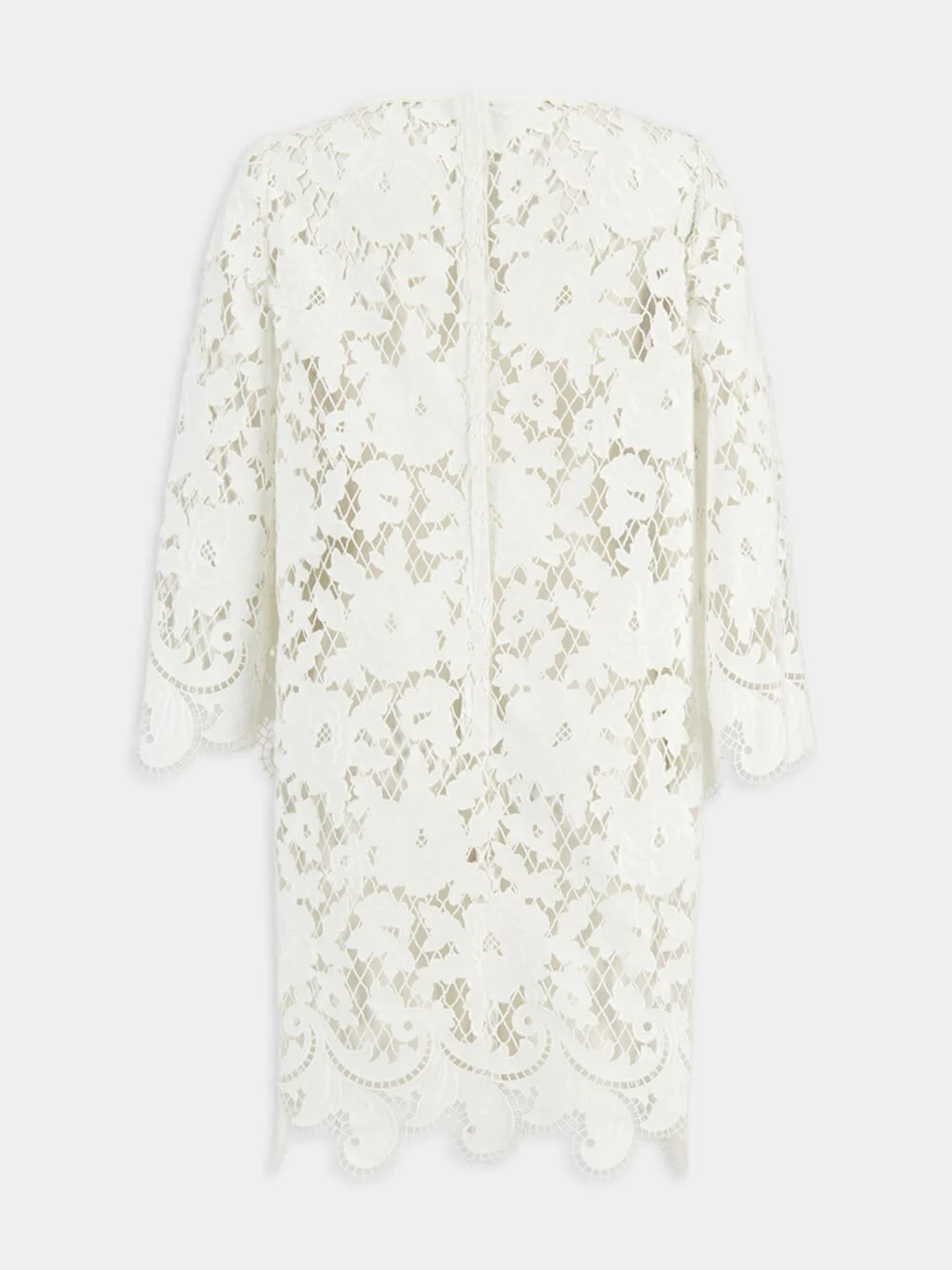 White Embroidered Cotton Short Dress - Image 3
