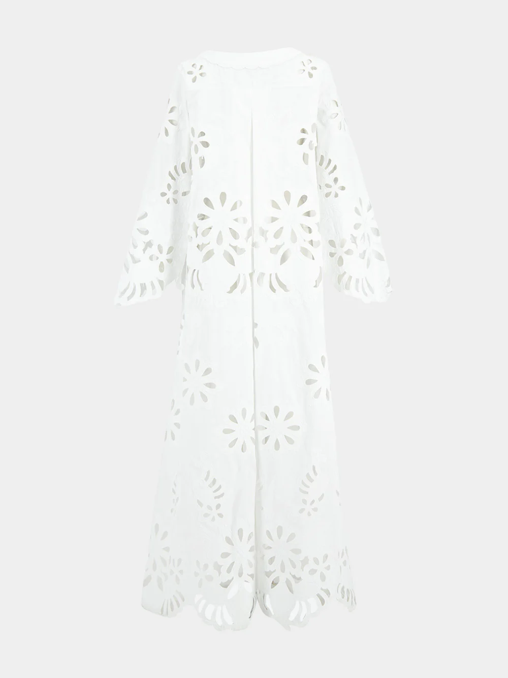 White Embroidered Poplin Kaftan - Image 2