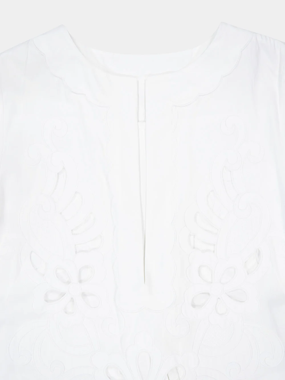 White Embroidered Poplin Kaftan - Image 3