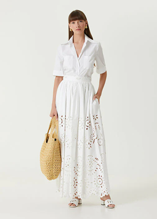 White Embroidered Skirt - Image 2