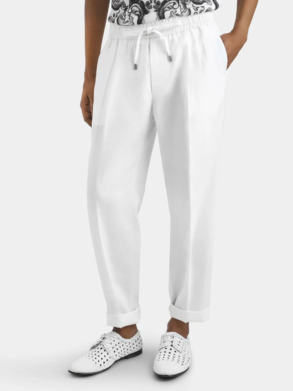 White Linen Jogging Trousers - Image 2
