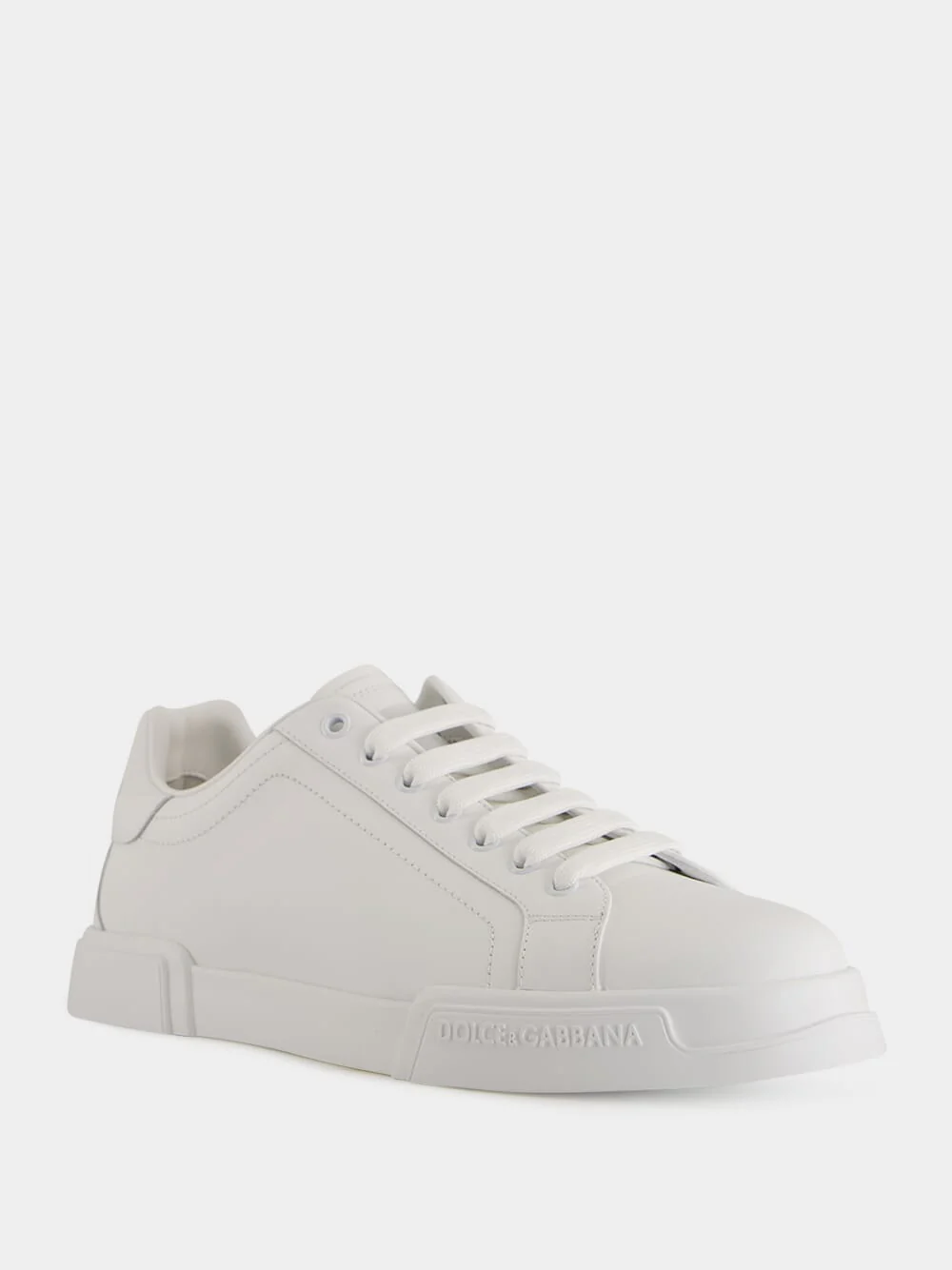 White Low-Top Leather Sneakers - Image 2