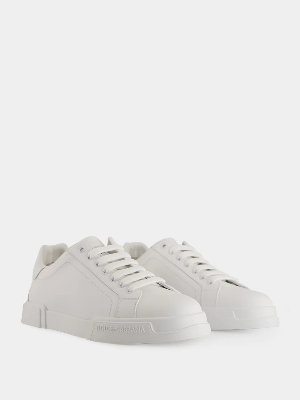 White Low-Top Leather Sneakers - Image 3