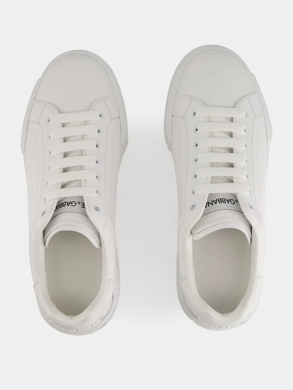 White Low-Top Leather Sneakers - Image 4