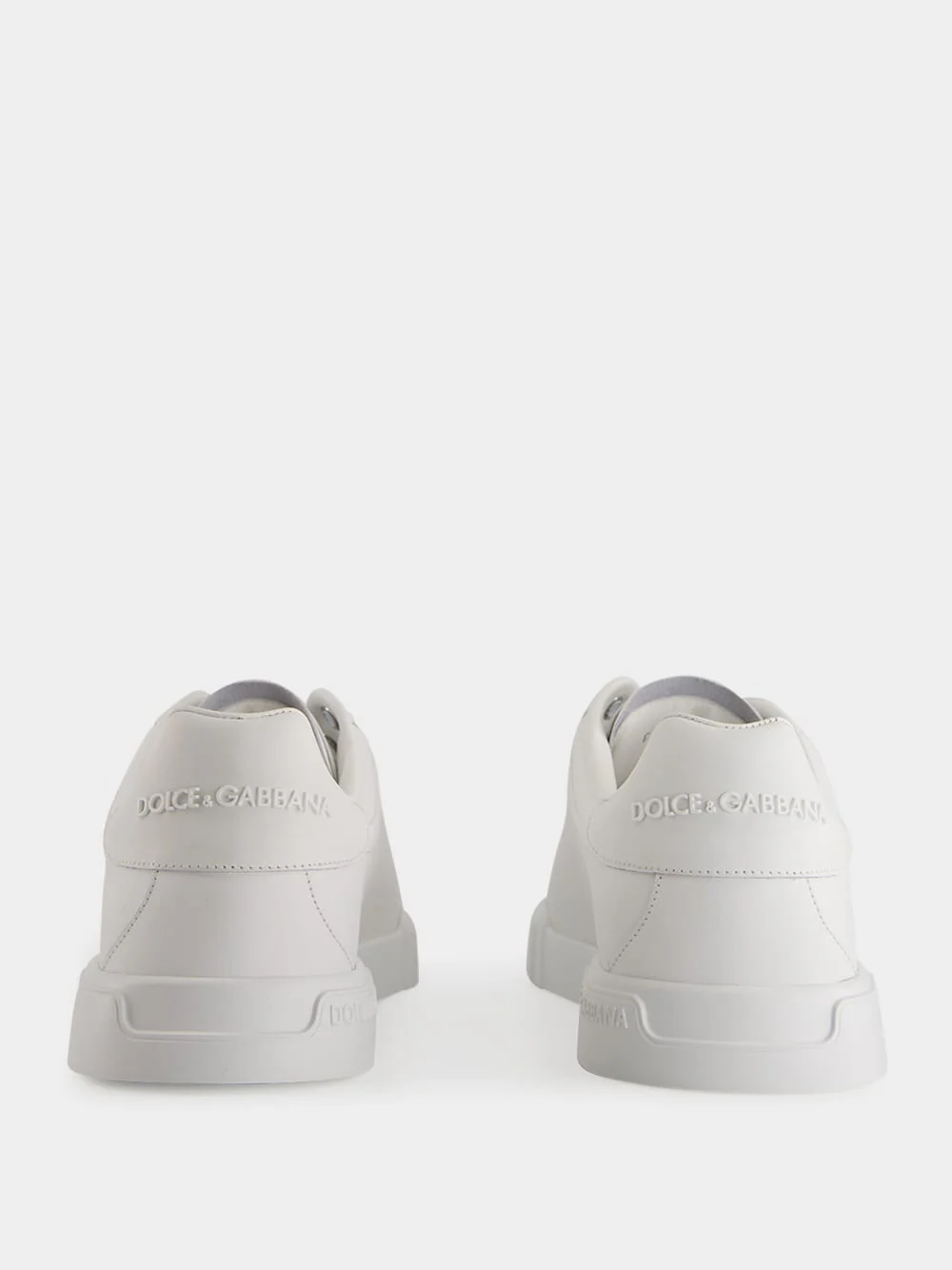 White Low-Top Leather Sneakers - Image 5
