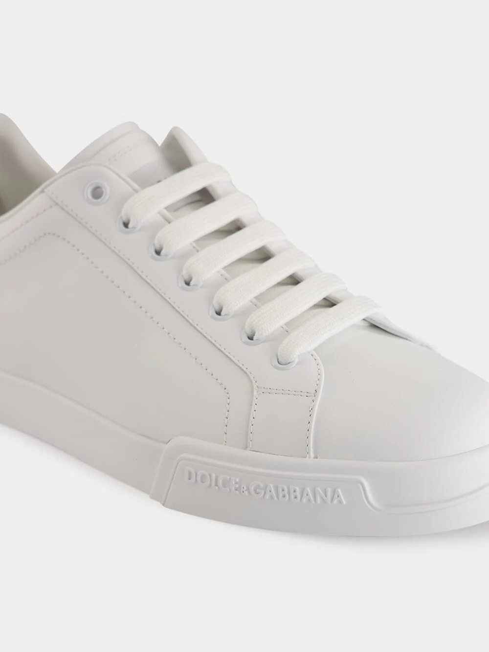White Low-Top Leather Sneakers - Image 6