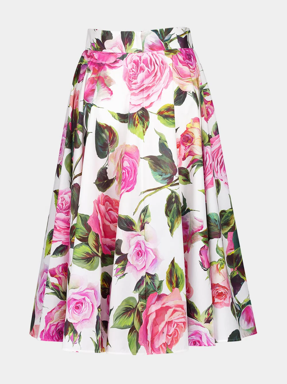 White Midi Skirt with Pink Floral Print - Image 2