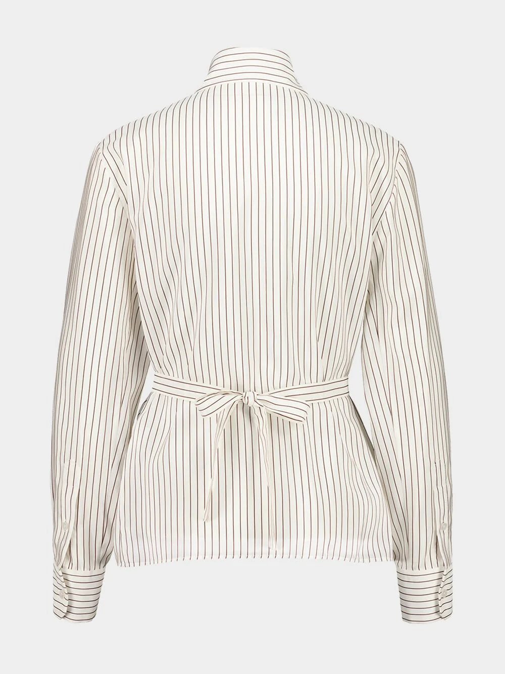 White Pinstripe Silk-Cotton Shirt - Image 2